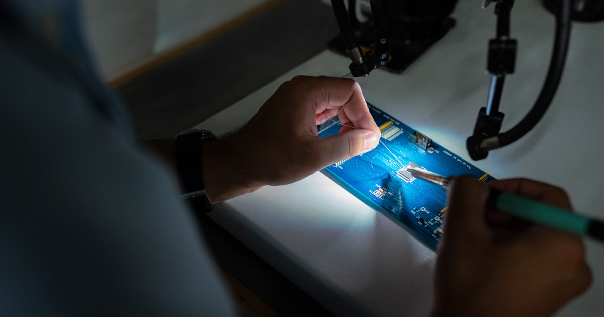 Technicien réparant un smartphone dans un atelier professionnel